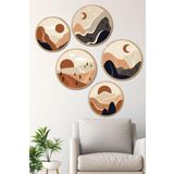 Artavessa Dekoratif Oval 5 Parça Çerçeve Görünümlü Mdf Tablo Seti