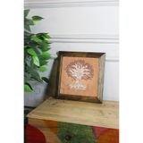 Artavessa Masif Ahşap Çerçeveli Taş Tablo Pano 16 x 16 cm - Ağaç Model 3, 16 x 16