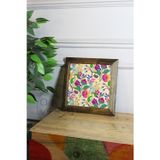 Artavessa Masif Ahşap Çerçeveli Taş Tablo Pano 16 X 16 Cm - Bahar Ve Çiçek 4