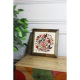 Artavessa Masif Ahşap Çerçeveli Taş Tablo Pano 16 x 16 cm - Bahar ve Kuşlar 1, 16 x 16