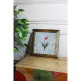 Artavessa Masif Ahşap Çerçeveli Taş Tablo Pano 16 x 16 cm - Ebru Sanatı 3, 26 x 26