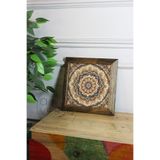 Artavessa Masif Ahşap Çerçeveli Taş Tablo Pano 16 x 16 cm - Mandala 1 - 26 x 26