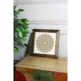 Artavessa Masif Ahşap Çerçeveli Taş Tablo Pano 16 x 16 cm - Mandala 2, 26 x 26