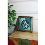 Artavessa Masif Ahşap Çerçeveli Taş Tablo Pano 16 X 16 Cm - Yaşam Çiçeği 1