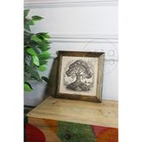 Artavessa Masif Ahşap Çerçeveli Taş Tablo Pano 26 x 26 cm - Ağaç Model 1, 16 x 16