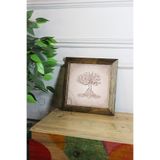 Artavessa Masif Ahşap Çerçeveli Taş Tablo Pano 26 x 26 cm - Ağaç Model 4, 16 x 16