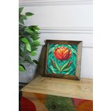 Artavessa Masif Ahşap Çerçeveli Taş Tablo Pano 26 X 26 Cm - Bahar Ve Çiçek 1