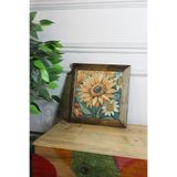 Artavessa Masif Ahşap Çerçeveli Taş Tablo Pano 26 x 26 cm - Bahar ve Çiçek 2, 26 x 26