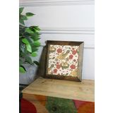 Artavessa Masif Ahşap Çerçeveli Taş Tablo Pano 26 X 26 Cm - Bahar Ve Kuşlar 4