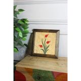Artavessa Masif Ahşap Çerçeveli Taş Tablo Pano 26 x 26 cm - Ebru Sanatı 5, 26 x 26
