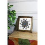Artavessa Masif Ahşap Çerçeveli Taş Tablo Pano 26 x 26 cm - Mandala 3, 26 x 26