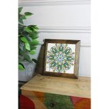 Artavessa Masif Ahşap Çerçeveli Taş Tablo Pano 26 x 26 cm - Mandala 5, 26 x 26