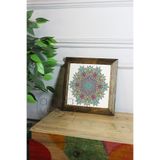 Artavessa Masif Ahşap Çerçeveli Taş Tablo Pano 26 x 26 cm - Mandala 6, 16 x 16