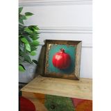Artavessa Masif Ahşap Çerçeveli Taş Tablo Pano 26 x 26 cm - Nar - 16 x 16