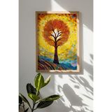 Artavessa Tek Parça Gerçek Ham Ahşap Çerçeveli Mosaic Temalı Tablo - Model 12, 50 x 70