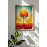 Artavessa Tek Parça Gerçek Ham Ahşap Çerçeveli Mosaic Temalı Tablo - Model 14, 50 x 70