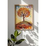 Artavessa Tek Parça Gerçek Ham Ahşap Çerçeveli Mosaic Temalı Tablo - Model 33, 33 x 48