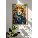 Artavessa Tek Parça Gerçek Ham Ahşap Çerçeveli Mosaic Temalı Tablo - Model 35, 33 x 48