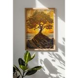 Artavessa Tek Parça Gerçek Ham Ahşap Çerçeveli Mosaic Temalı Tablo - Model 36, 33 x 48