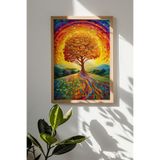 Artavessa Tek Parça Gerçek Ham Ahşap Çerçeveli Mosaic Temalı Tablo - Model 8, 50 x 70