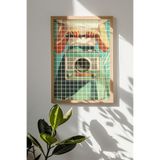 Artavessa Tek Parça Gerçek Ham Ahşap Çerçeveli Popart Kare Çizgili Tablo - Model 11, 33 x 48