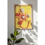 Artavessa Tek Parça Gerçek Ham Ahşap Çerçeveli Popart Kare Çizgili Tablo - Model 27, 50 x 70