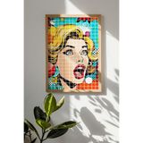 Artavessa Tek Parça Gerçek Ham Ahşap Çerçeveli Popart Kare Çizgili Tablo - Model 29, 50 x 70