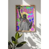 Artavessa Tek Parça Gerçek Ham Ahşap Çerçeveli Popart Kare Çizgili Tablo - Model 6, 50 x 70