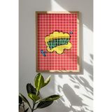Artavessa Tek Parça Gerçek Ham Ahşap Çerçeveli Popart Kare Çizgili Tablo - Model 7, 50 x 70