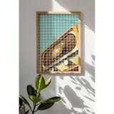 Artavessa Tek Parça Gerçek Ham Ahşap Çerçeveli Popart Kare Çizgili Tablo - Model 9, 33 x 48
