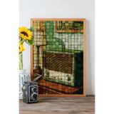 Artavessa Tek Parça Gerçek Ham Ahşap Çerçeveli Popart Mosaic Çizgili Tablo - Model 10, 33 x 48