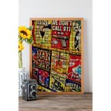 Artavessa Tek Parça Gerçek Ham Ahşap Çerçeveli Popart Mosaic Çizgili Tablo - Model 13, 50 x 70