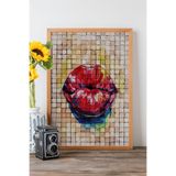 Artavessa Tek Parça Gerçek Ham Ahşap Çerçeveli Popart Mosaic Çizgili Tablo - Model 15, 50 x 70