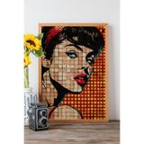 Artavessa Tek Parça Gerçek Ham Ahşap Çerçeveli Popart Mosaic Çizgili Tablo - Model 19, 50 x 70