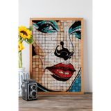 Artavessa Tek Parça Gerçek Ham Ahşap Çerçeveli Popart Mosaic Çizgili Tablo - Model 21, 33 x 48