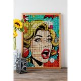 Artavessa Tek Parça Gerçek Ham Ahşap Çerçeveli Popart Mosaic Çizgili Tablo - Model 29, 33 x 48