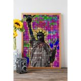 Artavessa Tek Parça Gerçek Ham Ahşap Çerçeveli Popart Mosaic Çizgili Tablo - Model 6, 50 x 70