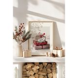 Artavessa Tek Parça Gerçek Ham Ahşap Çerçeveli Yılbaşı(New Year) Temalı Tablo - Model 108, 33 x 48