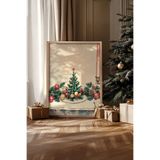 Artavessa Tek Parça Gerçek Ham Ahşap Çerçeveli Yılbaşı(New Year) Temalı Tablo - Model 13, 33 x 48