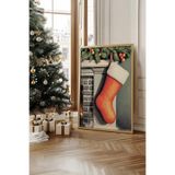 Artavessa Tek Parça Gerçek Ham Ahşap Çerçeveli Yılbaşı(New Year) Temalı Tablo - Model 5, 33 x 48
