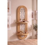 Artavessa Yıldızı Motifli Dekoratif MDF Duvar Rafı - 70x26 cm Çam Rengi Şık Tasarım Kitaplık Aksesuar Rafı