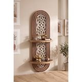 Artavessa Yıldızı Motifli Dekoratif MDF Duvar Rafı - 70x26 cm Ceviz Rengi Şık Tasarım Kitaplık Aksesuar Rafı