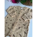 Artci Collection Patikli Bebek Tulum - Kahve Araba - Bej - Açık Kahverengi - 0 - 3 Ay