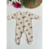 Artci Collection Patikli Bebek Tulum - Kahve Ayıcıklı - 0 - 3 Ay