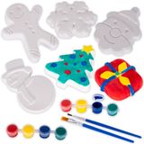 ArtCreativityTM Çocuklar için Noel Seramik Boyama Seti - 6 Seramik Figür, 2 Boya Seti ve 2 Fırça - Yeni yürümeye başlayan çocuklar için DIY Noel Boyama El Sanatları 3 4 5 6 7 8 - Çocuk Boya Etkinliği