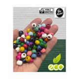 Artdeco 10 mm Karışık Renk Ahşap Boncuk (50 Gram ort 155 Adet) Delik Çapı 5 mm Yuvarlak Geniş Delik Renkli