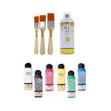 Artdeco 140 Ml 6 Renk Akrilik Boya+3'lü Zemin Fırça+400ml Parlak Sprey Vernik Ahşap Boyama Set