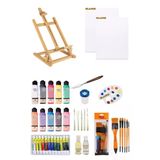 Artdeco 140 ml Akrilik Boya Fanart 12x12 ml Yağlı Boya Seti 35x50 Tuval Masaüstü Şövale Seti