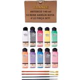 Artdeco 140 Ml Ana Renkler Akrilik Boya 10'lu Set - Fırça