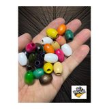 Artdeco 20x15 mm Karışık Renkli Oval Ahşap Boncuk (50 Gram ort 40 Adet) Makrome Çanta Delik Çapı 7 mm